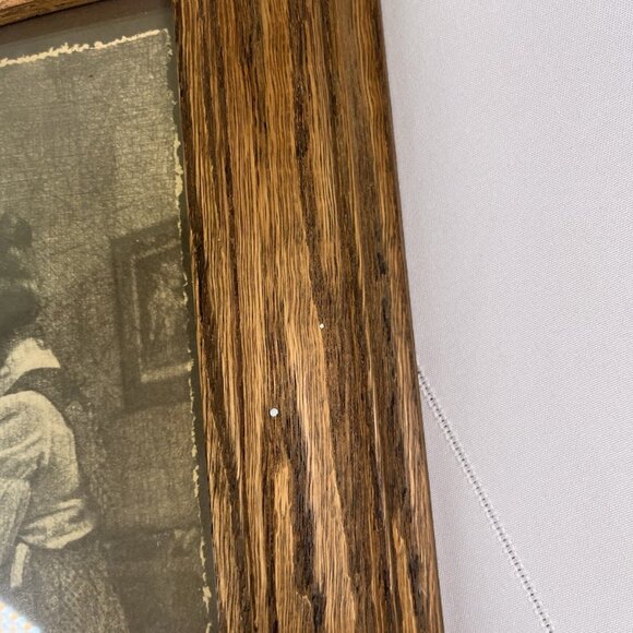 VTG Rolland Hendrickson Oak Wood Framed Art Print Mother Bathing Child Rustic - Picture 6 of 8